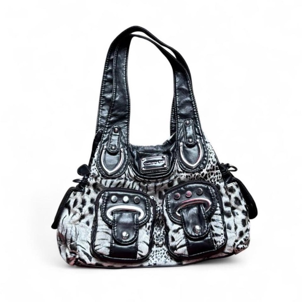 Y2K Animal Print Shoulder Bag | Leopard & Zebra Print Studded Purse💋
